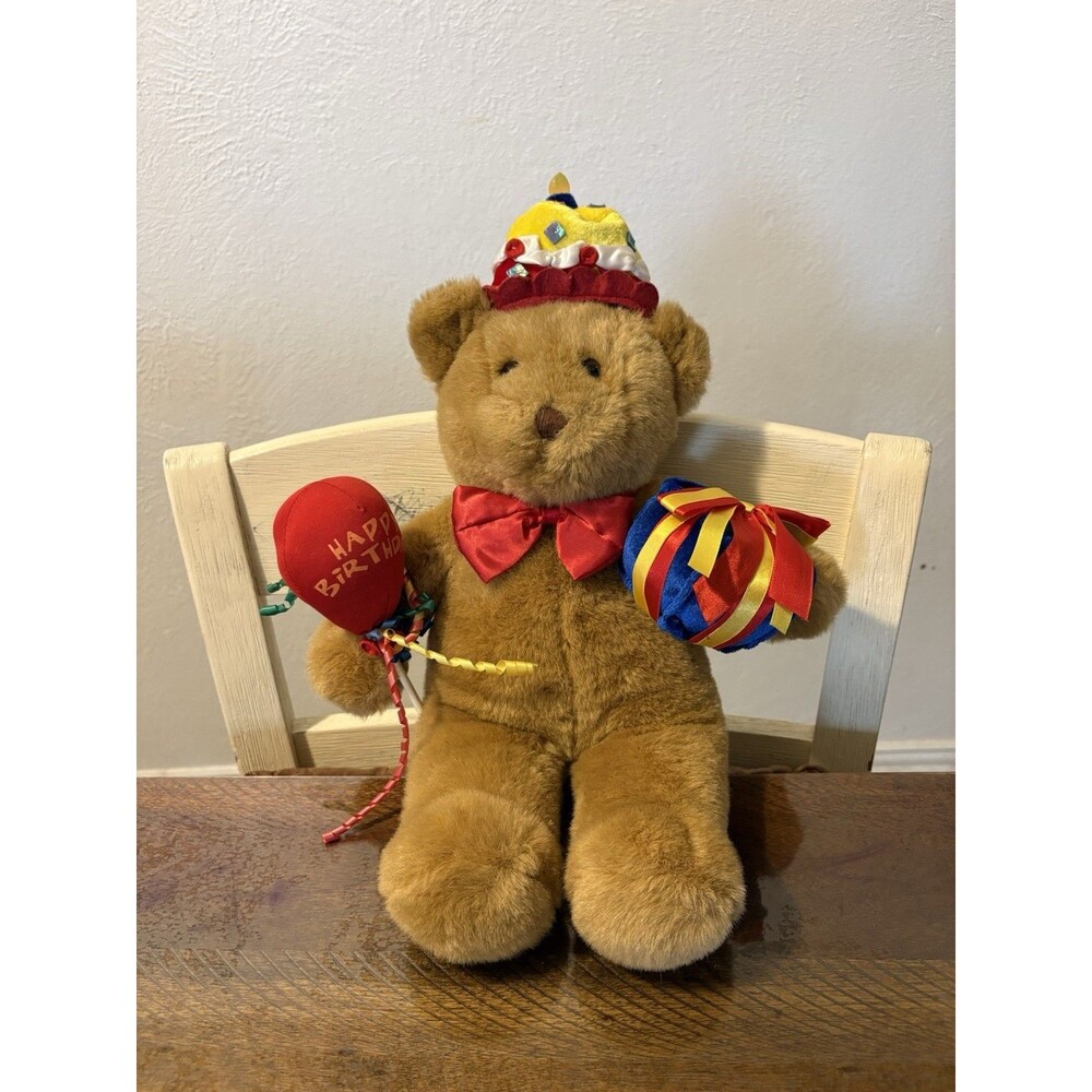 Vintage Build A Bear Happy Birthday Brown Teddy Bear Stuffed Animal